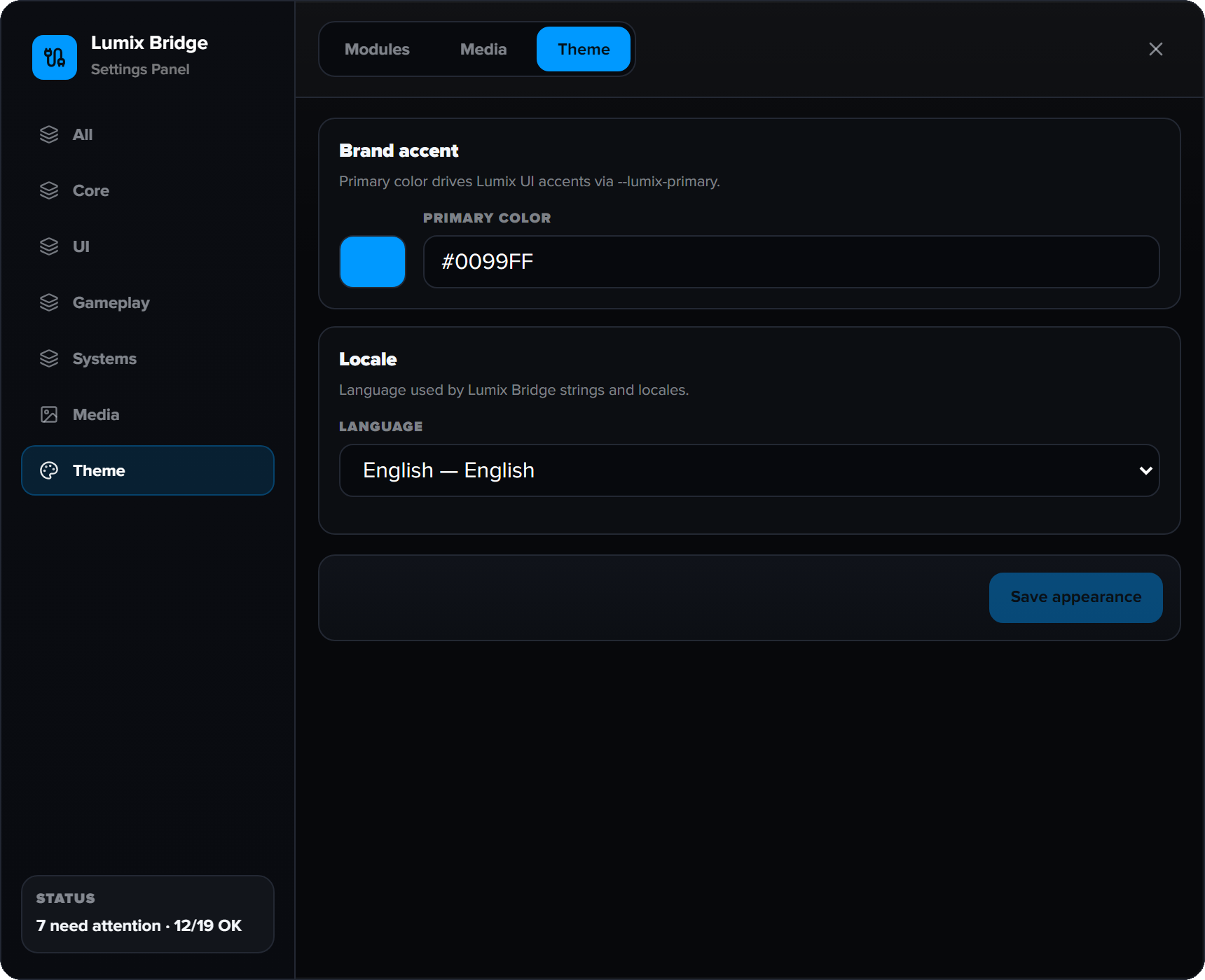 Theme tab