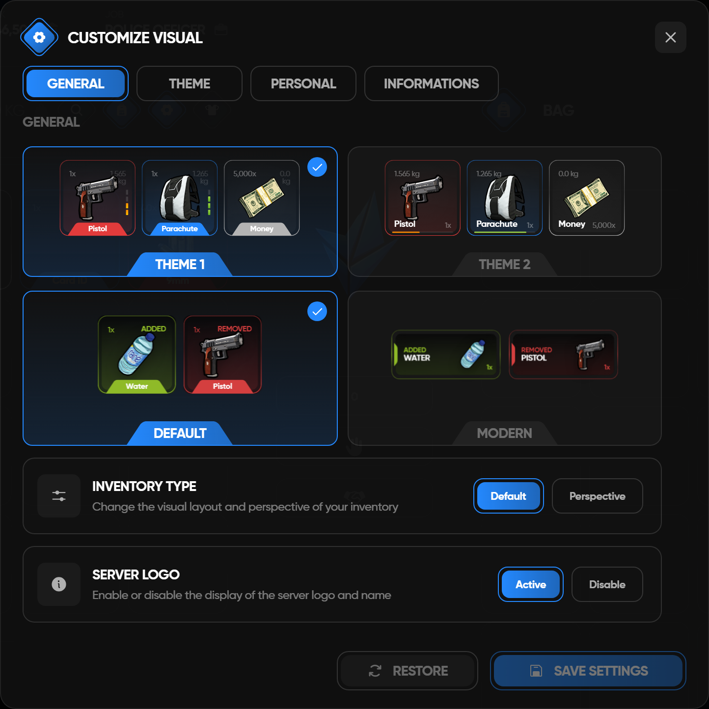 General settings